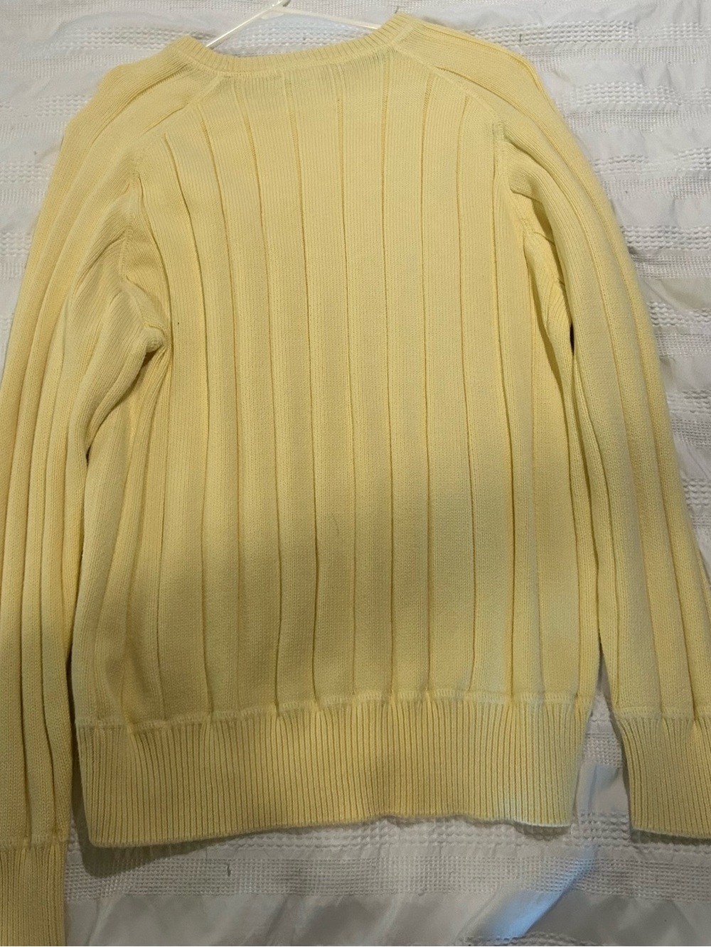 Geoffrey Beene Pale Yellow Ribbed Crewneck Sweater